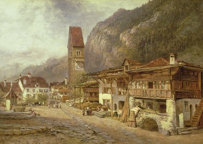 Unterseen, Interlaken: Herfst in Zwitserland, 1878 door Benjamin Williams Leader